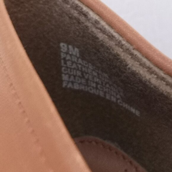 Togo Ladies Size 9M Square Toe Tan Leather Upper Block Heel Shoes - Picture 7 of 8